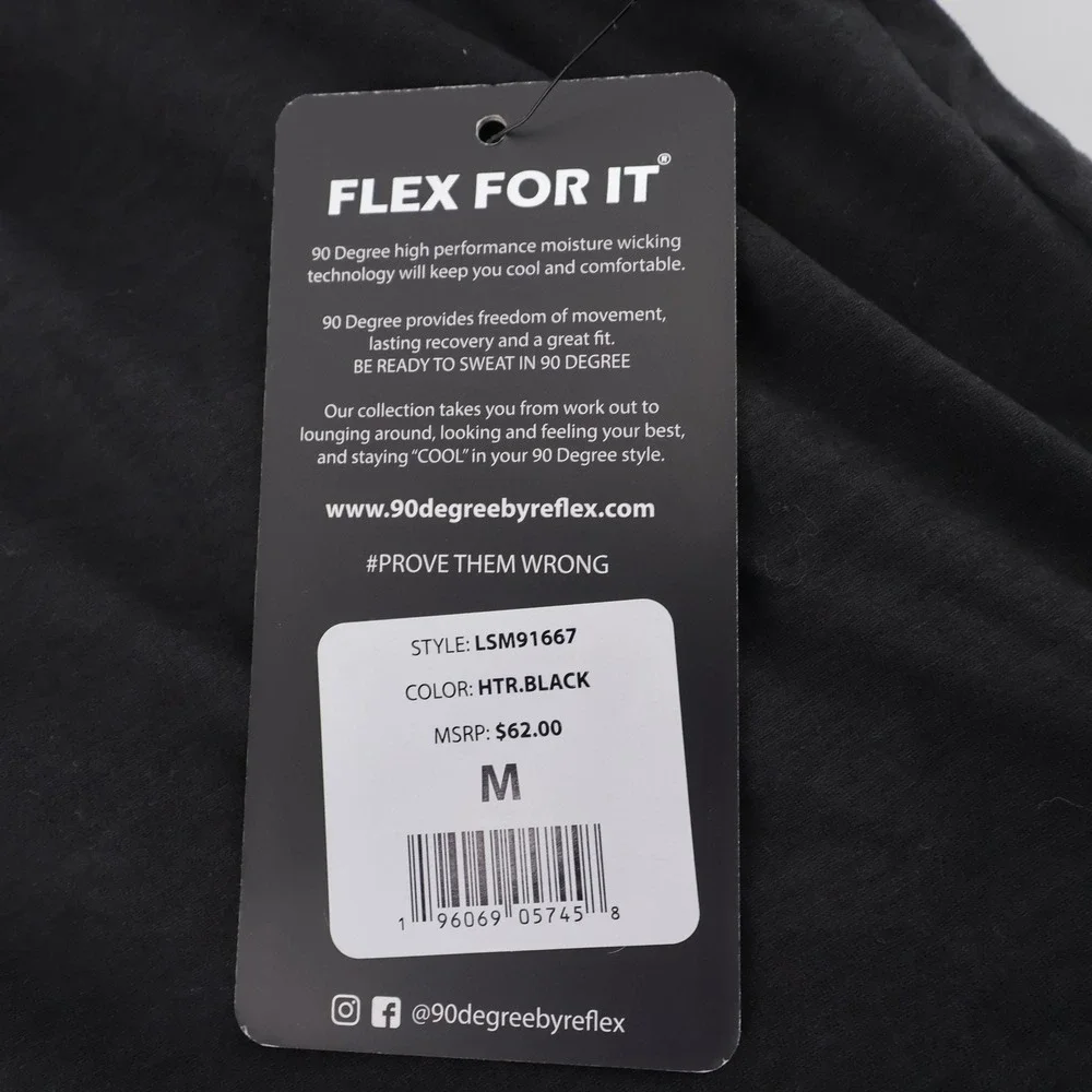 NEW 90 Degree by Reflex Performance Hoodie Heather Black Long Sleeve Men M